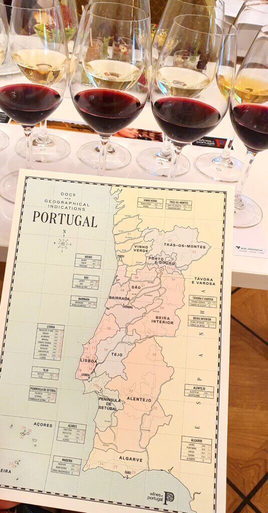 Mapa regionów winiarskich portugalii
